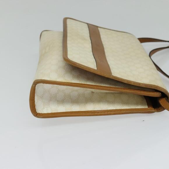 CELINE Macadam Canvas Shoulder Bag Pvc Leather White Gold - Picture 5 of 12